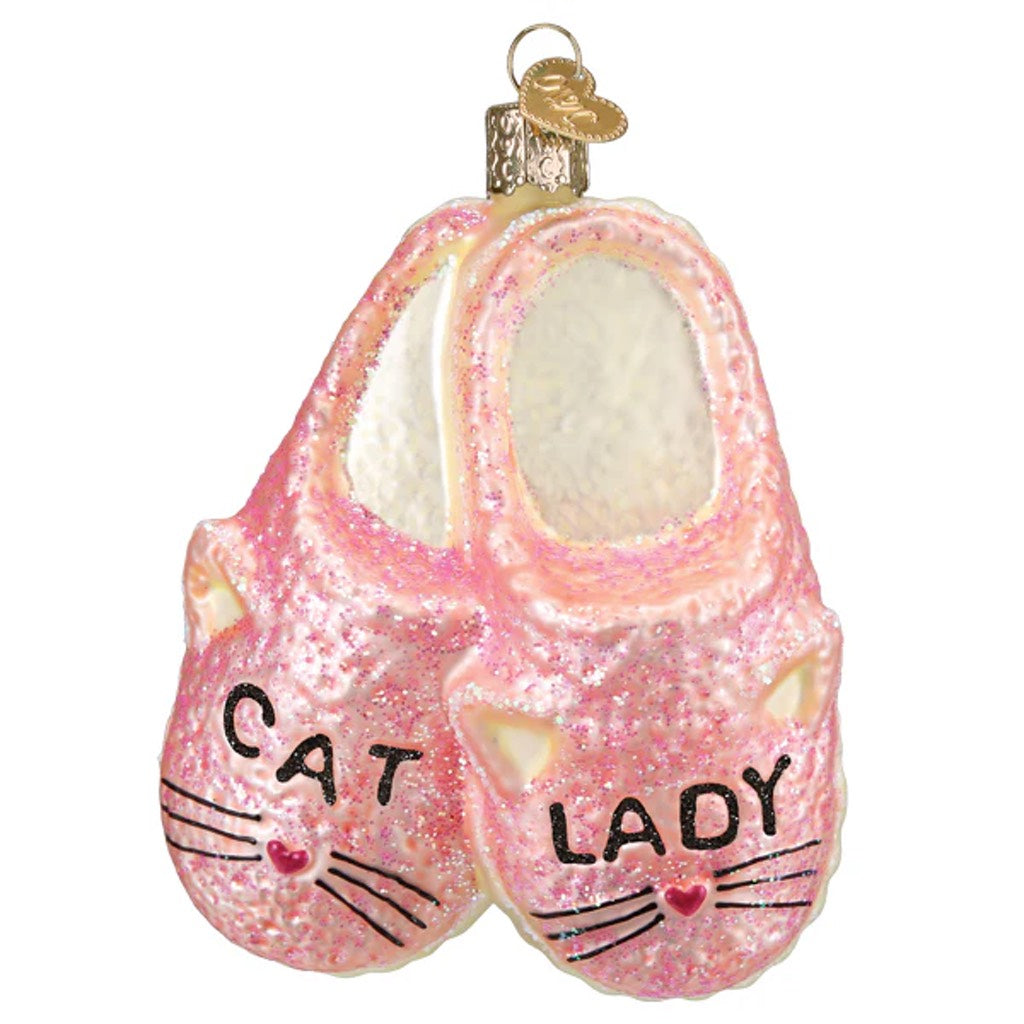 Old World Christmas Cat Lady Slippers Ornament - Thumbnail 2