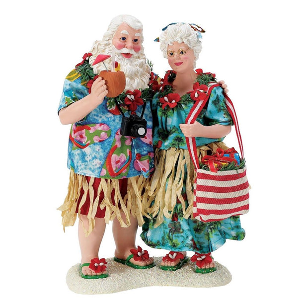 Possible Dreams Clothtique Tourist Season Santa & Mrs. Claus Figurine
