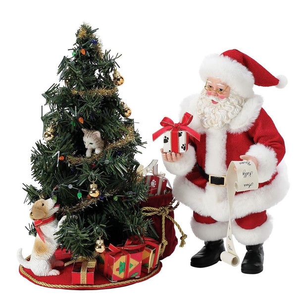 Possible Dreams Clothtique Barking Up The Tree Santa Figurine