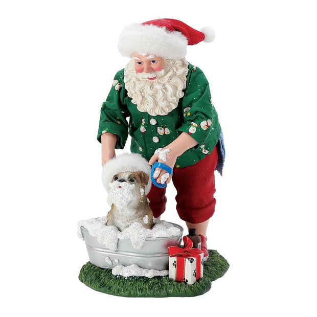 Possible Dreams Clothtique Bulldog Bubble Bath Santa Figurine