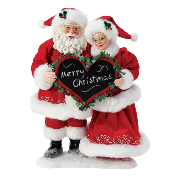 Possible Dreams Clothtique Wishing You The Merriest Santa & Mrs. Claus Figurine
