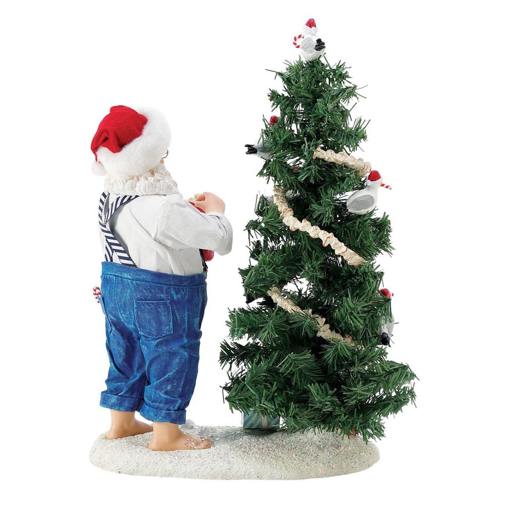 Possible Dreams Clothtique Flocked Tree Santa Figurine