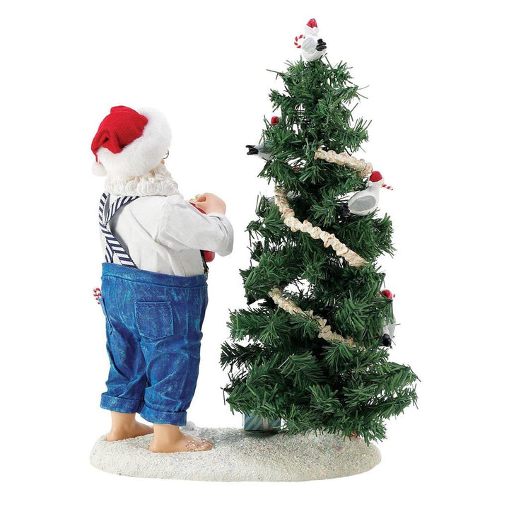Possible Dreams Clothtique Flocked Tree Santa Figurine