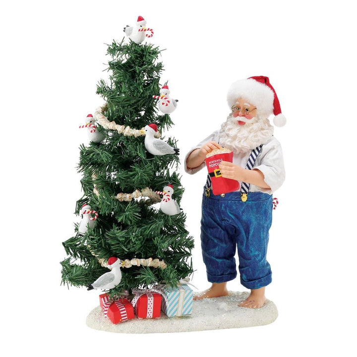 Possible Dreams Clothtique Flocked Tree Santa Figurine