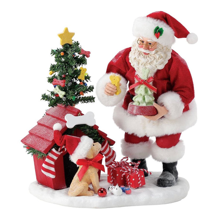 Possible Dreams Clothtique Puppy's Christmas Santa Figurine