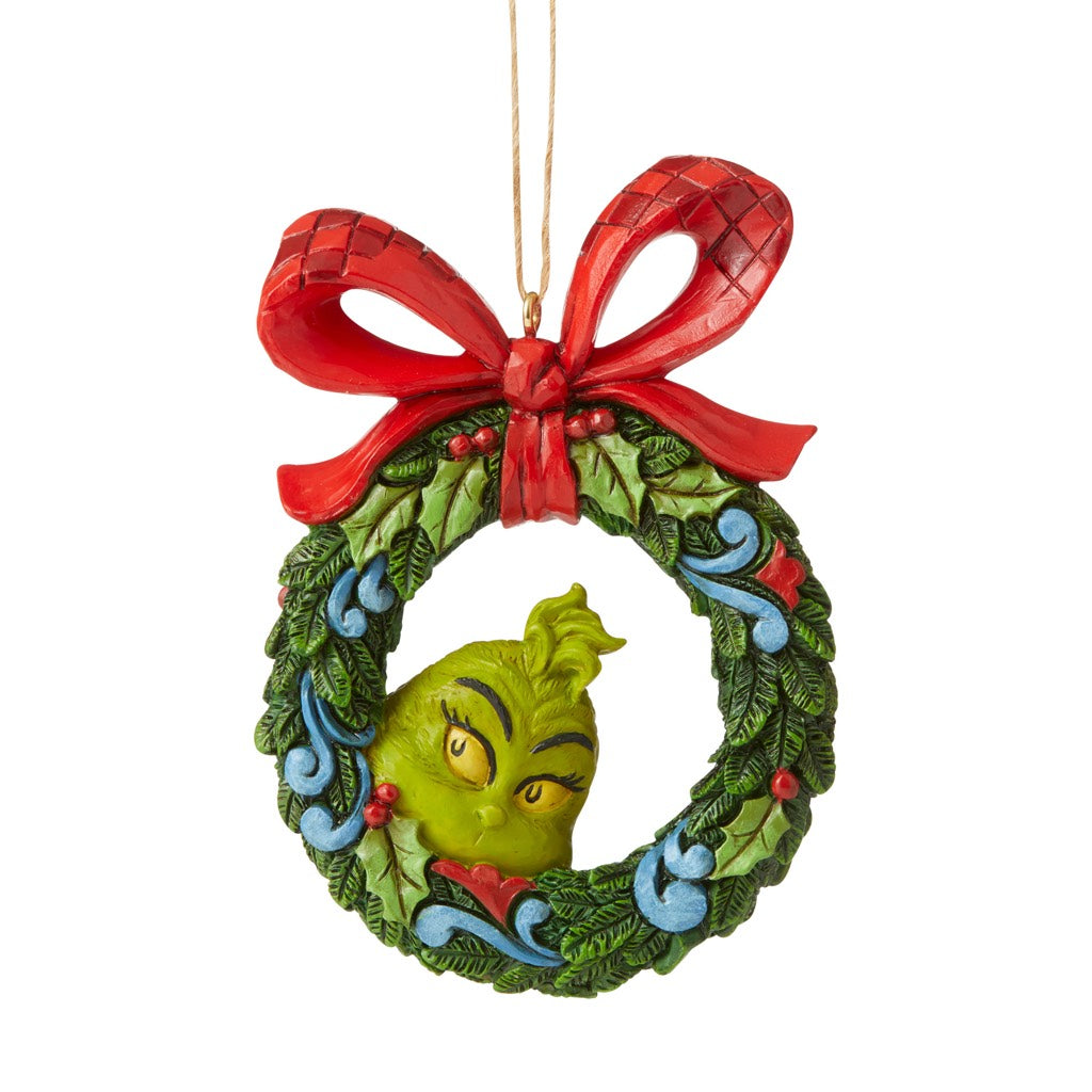 Jim Shore Grinch Peeking Through Wreath Ornament