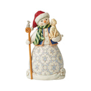 Jim Shore Snowman Holding Cat Figurine