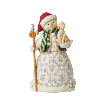 Jim Shore Snowman Holding Cat Figurine