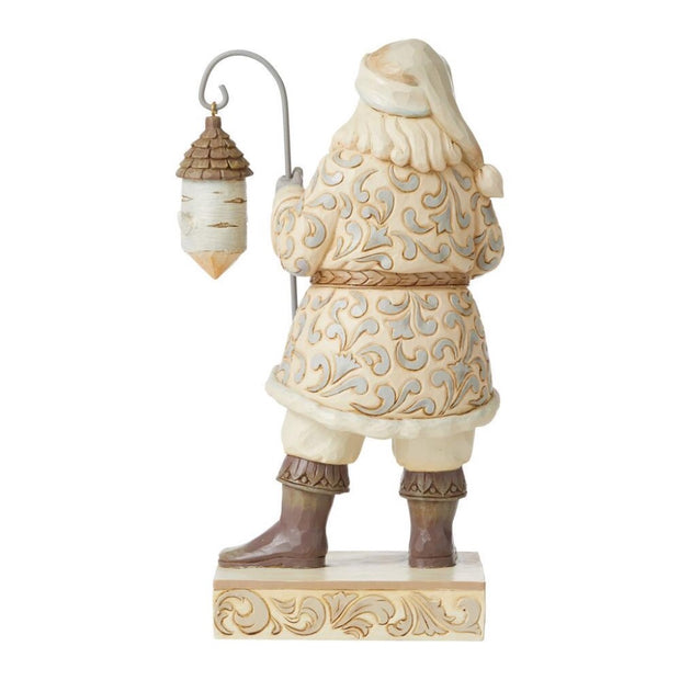 Jim Shore White Woodland Santa With Birch Birdhouse Figurine
