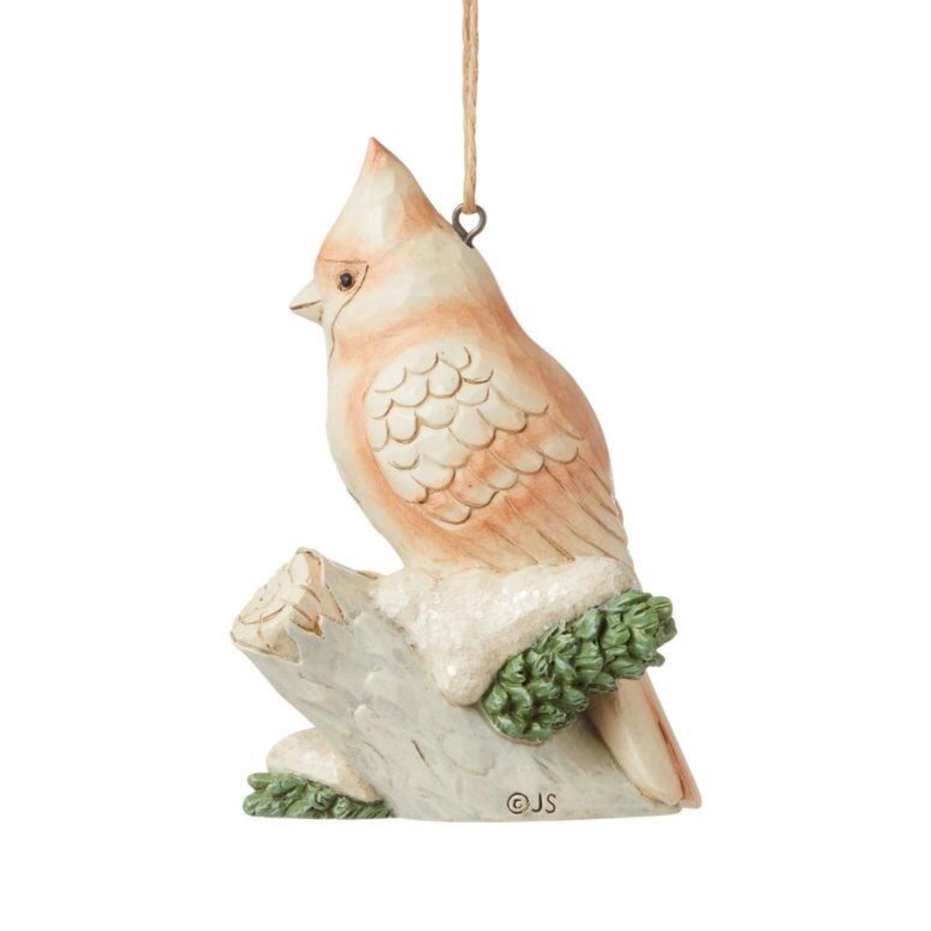 Jim Shore White Woodland Cardinal On Branch Ornament