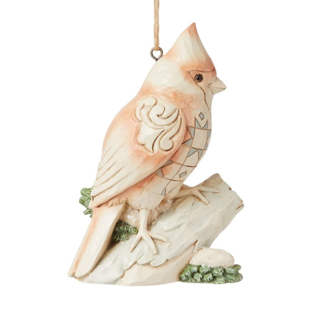 Jim Shore White Woodland Cardinal On Branch Ornament