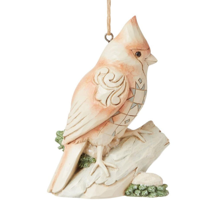 Jim Shore White Woodland Cardinal On Branch Ornament