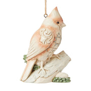 Jim Shore White Woodland Cardinal On Branch Ornament
