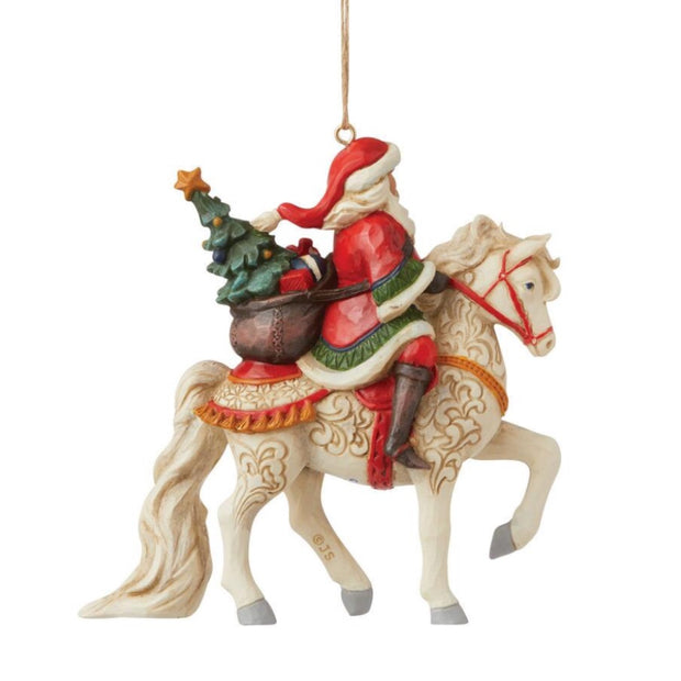 Jim Shore Santa Riding White Horse Ornament