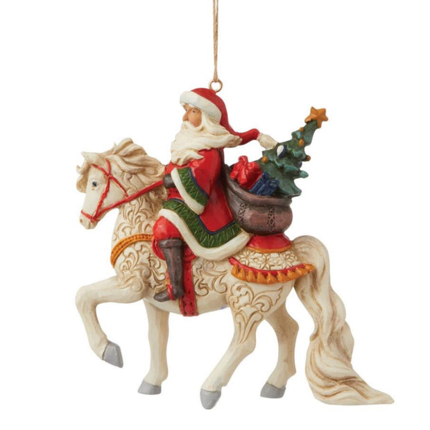 Jim Shore Santa Riding White Horse Ornament