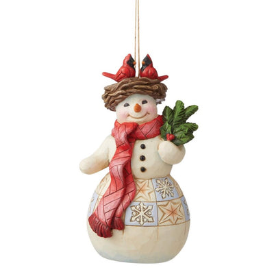 Jim Shore Snowman With Cardinal Nest Ornament