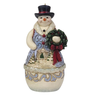 Jim Shore Victorian Snowman With Wreath Ornament