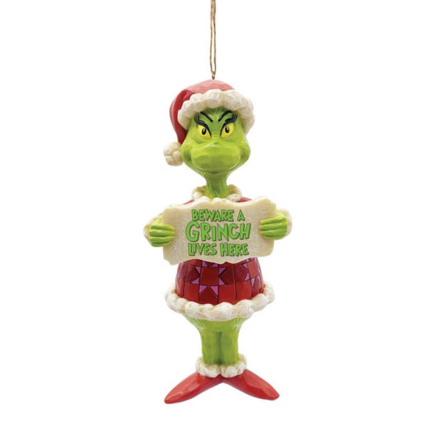 Jim Shore Grinch Beware A Grinch Lives Here PVC Ornament