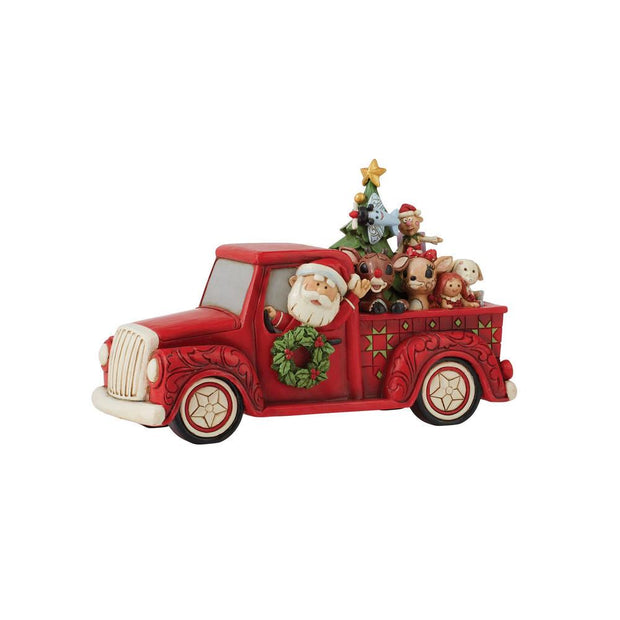 Jim Shore Rudolph in Red Pickup Truck Figurine