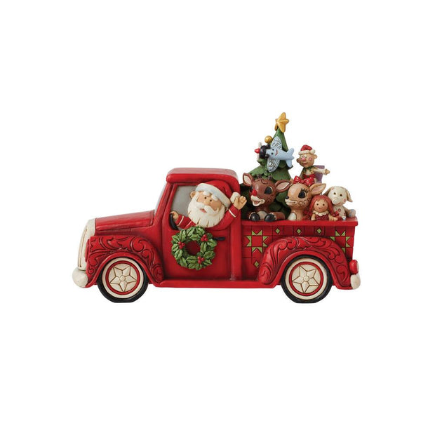 Jim Shore Rudolph in Red Pickup Truck Figurine