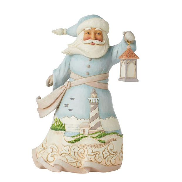 Jim Shore Coastal Santa With Lighthouse Scene Figurine