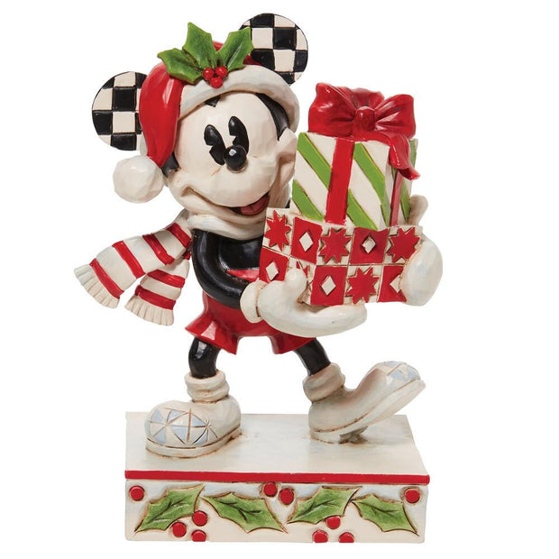 Jim Shore Disney Traditions Mickey With Stacked Presents Figurine - BWR&G