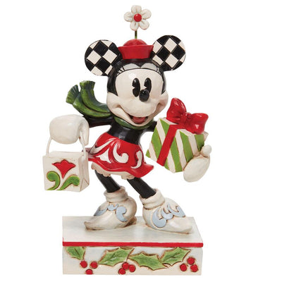 Jim Shore Disney Traditions Minnie With Bag & Gift Figurine - BWR&G