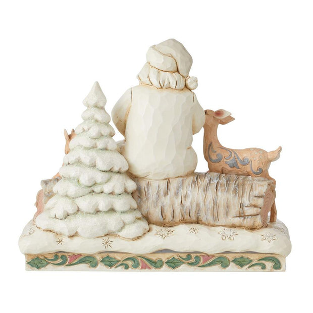 Jim Shore White Woodland Santa Sitting With Animals Figurine