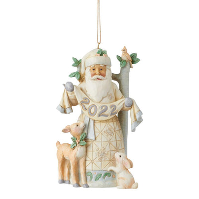 Jim Shore White Woodland 2022 Santa Ornament