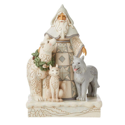 Jim Shore White Woodland Santa With Animals Figurine