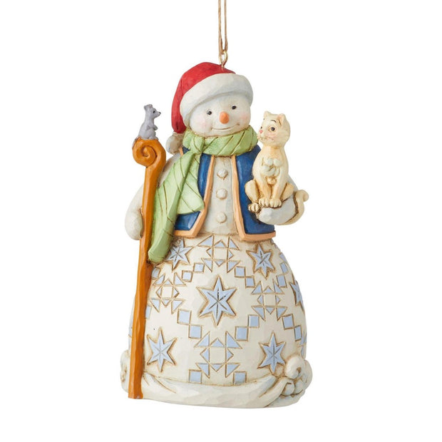 Jim Shore Snowman With Cat Ornament