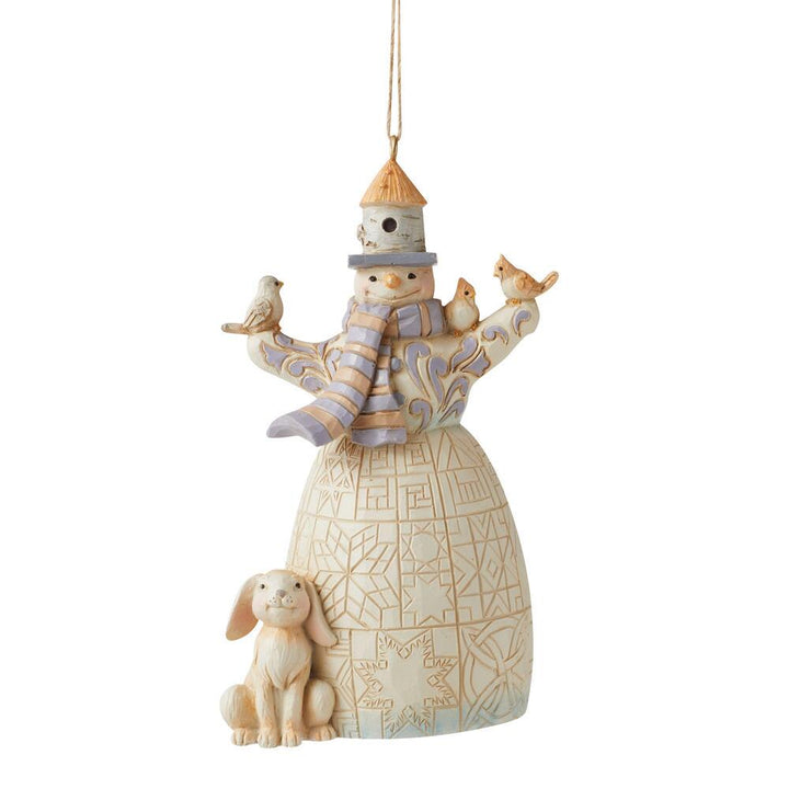 Jim Shore White Woodland Snowman Ornament