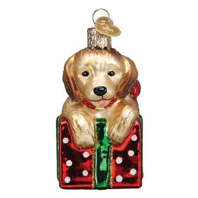 Old World Christmas Golden Puppy Surprise Ornament