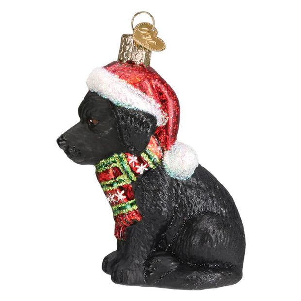 Old World Christmas Holiday Black Labrador Puppy Ornament