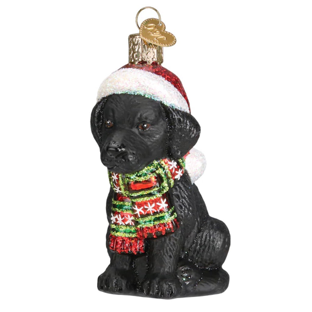 Old World Christmas Holiday Black Labrador Puppy Ornament