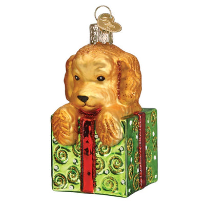 Old World Christmas Doodle Puppy Surprise Ornament