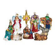 Colección de adornos religiosos de vidrio de Navidad del Viejo Mundo
