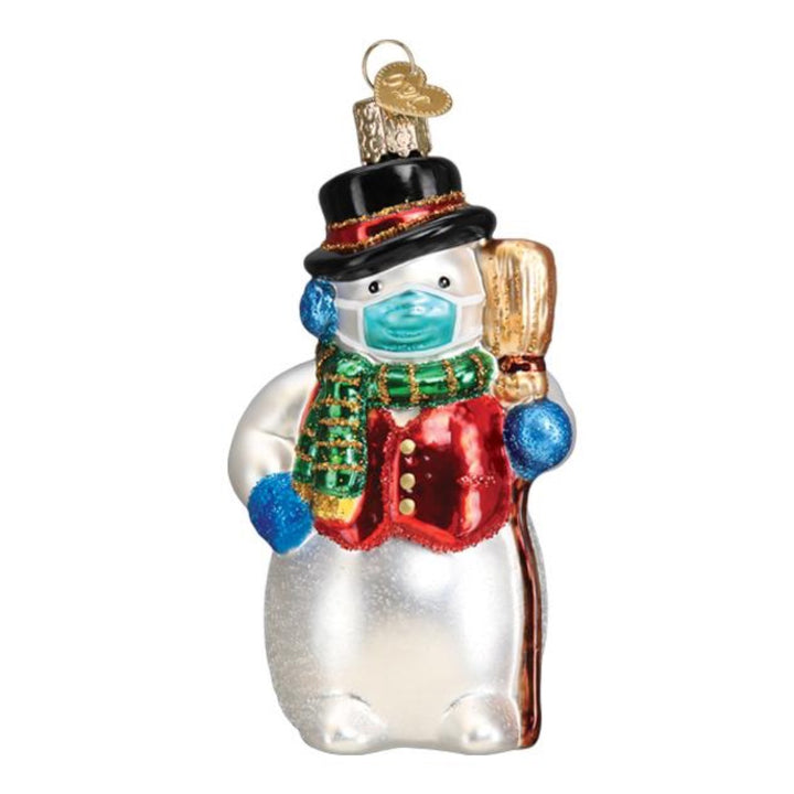 Old World Christmas Snowman With Face Mask Ornament