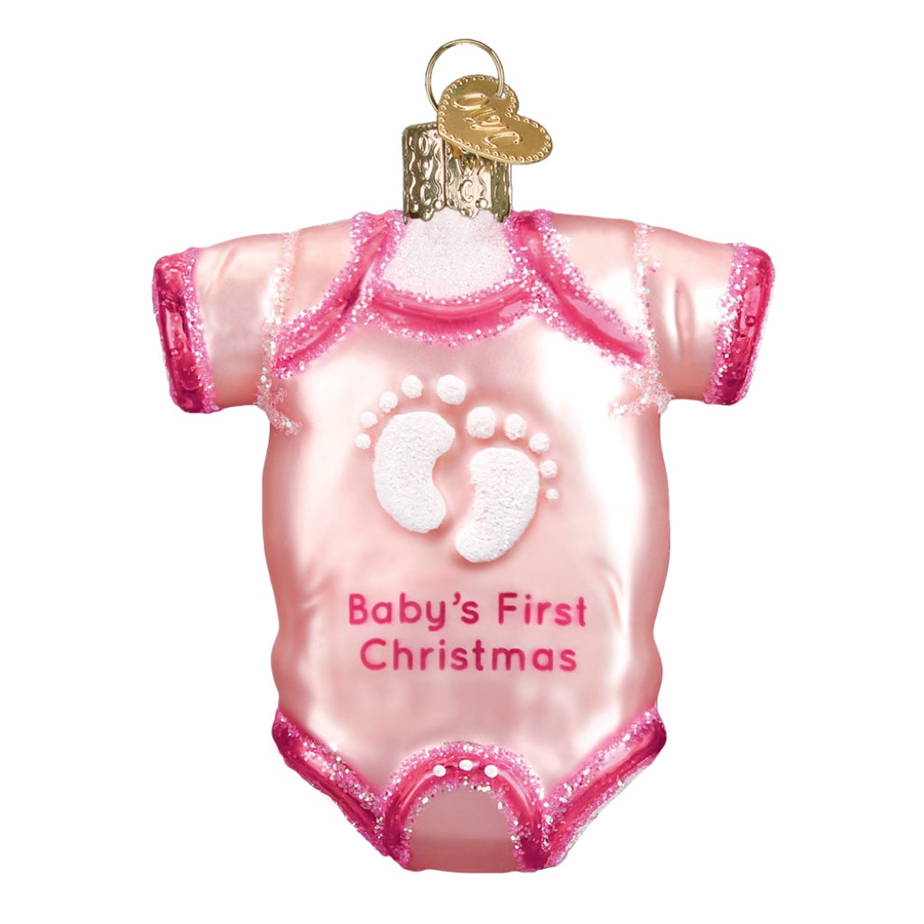 Old World Christmas Pink Baby Onesie Ornament