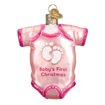 Old World Christmas Pink Baby Onesie Ornament