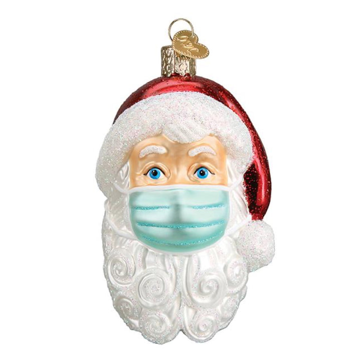 Old World Christmas Santa With Face Mask Ornament