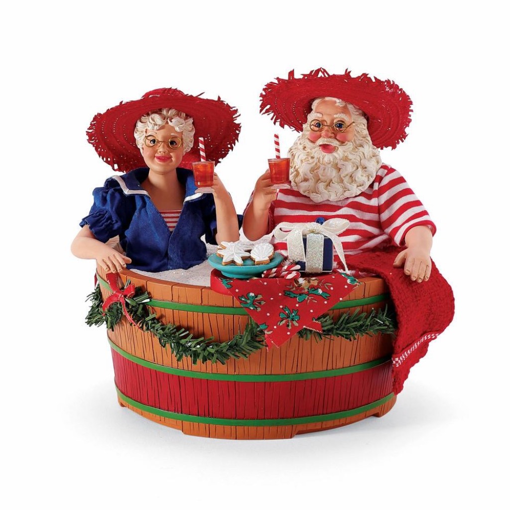 Possible Dreams Clothtique Hot Tub Party Santa & Mrs. Claus Figurine