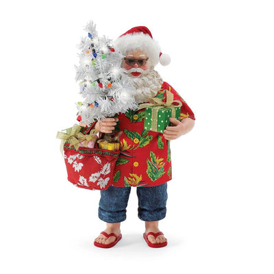 Possible Dreams Clothtique Tropical Party Santa Figurine