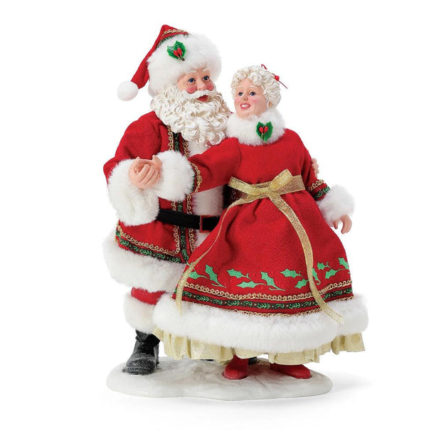 Possible Dreams Clothtique 9 Ladies Dancing Santa & Mrs. Claus Figurine
