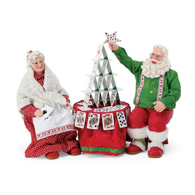 Possible Dreams Clothtique Card Games Santa & Mrs. Claus Figurine