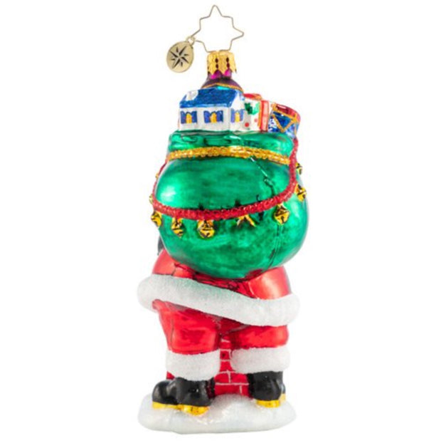 Christopher Radko Down The Chimney He Goes! Christmas Ornament