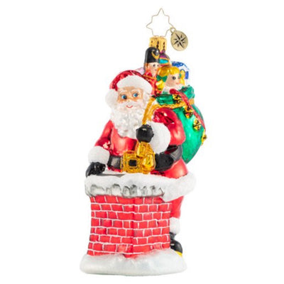 Christopher Radko Down The Chimney He Goes! Christmas Ornament